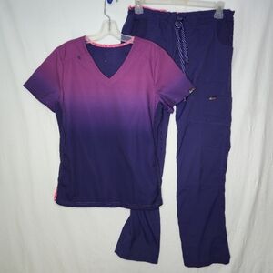 Koi Lite Ladies Scrubs Uniform Tops And Pants Size Medium Slim Fit